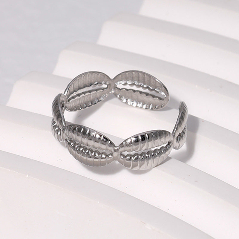Vintage Style Shell Stainless Steel Open Rings