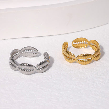 Vintage Style Shell Stainless Steel Open Rings