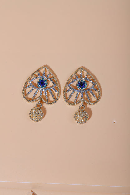 Luxurious Devil's Eye Heart Shape Alloy Inlay Rhinestones Women's Drop Earrings