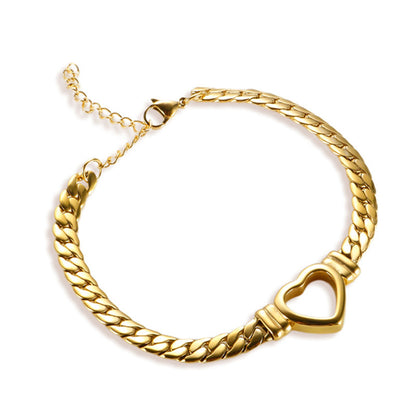 Wholesale Simple Style Heart Shape Titanium Steel Plating Bracelets Necklace