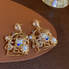 1 Pair Baroque Style Heart Shape Flower Tassel Inlay Alloy Artificial Pearls Rhinestones Drop Earrings