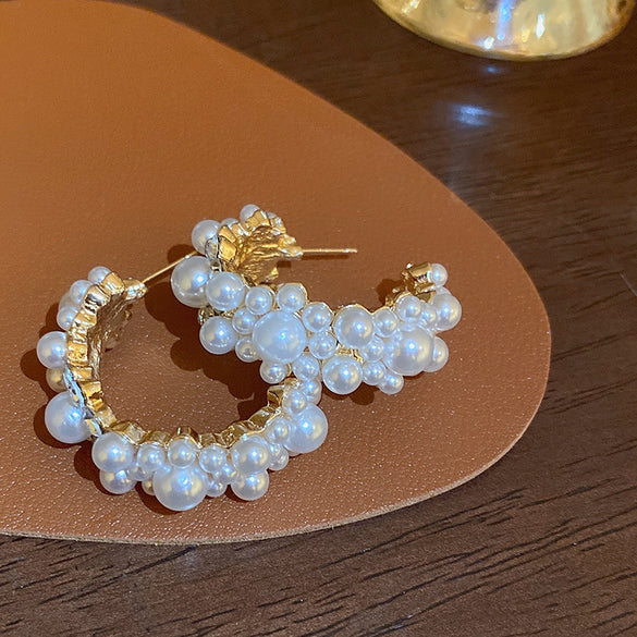 1 Pair Baroque Style Heart Shape Flower Tassel Inlay Alloy Artificial Pearls Rhinestones Drop Earrings