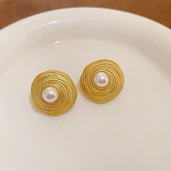 1 Pair Baroque Style Heart Shape Flower Tassel Inlay Alloy Artificial Pearls Rhinestones Drop Earrings