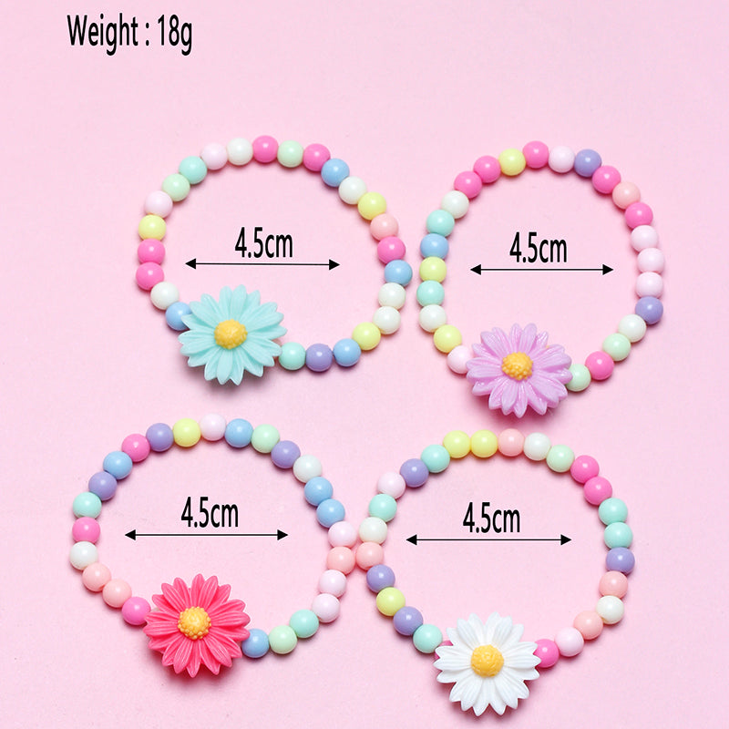 Cute Sweet Flower Plastic Resin Beaded Girl's Bracelets