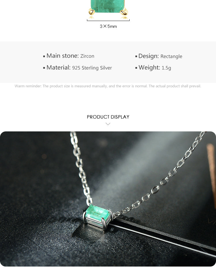 Ins Style Casual Rectangle Sterling Silver Plating Inlay Gem 14k Gold Plated Rhodium Plated Necklace