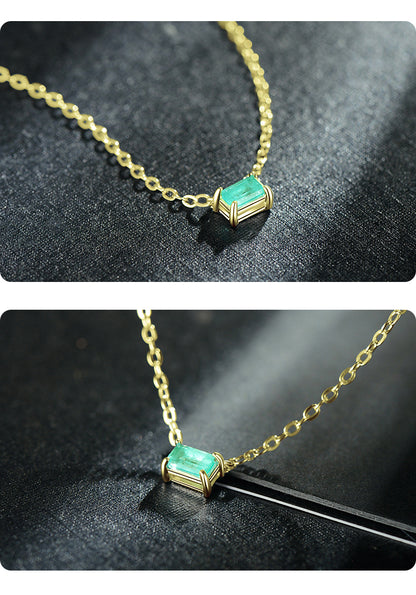 Ins Style Casual Rectangle Sterling Silver Plating Inlay Gem 14k Gold Plated Rhodium Plated Necklace