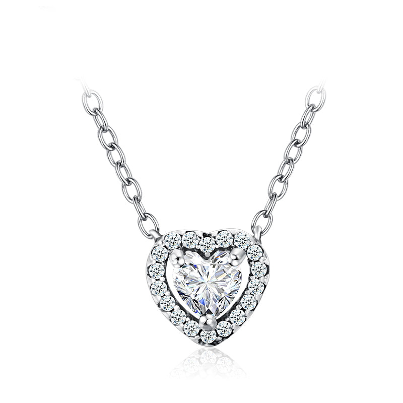 Ins Style Romantic Shiny Heart Shape Sterling Silver Plating Inlay Zircon Rings Earrings Necklace