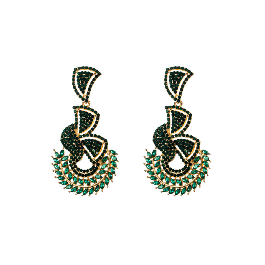 Glam Shiny Leaves Alloy Plating Inlay Rhinestones Glass Gold Plated Silver Plated Women's Drop Earrings