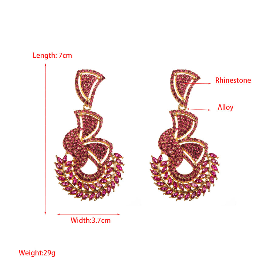 Glam Shiny Leaves Alloy Plating Inlay Rhinestones Glass Gold Plated Silver Plated Women's Drop Earrings