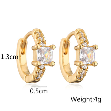 1 Pair Commute Korean Style Round Copper Plating Inlay Zircon 18k Gold Plated Earrings