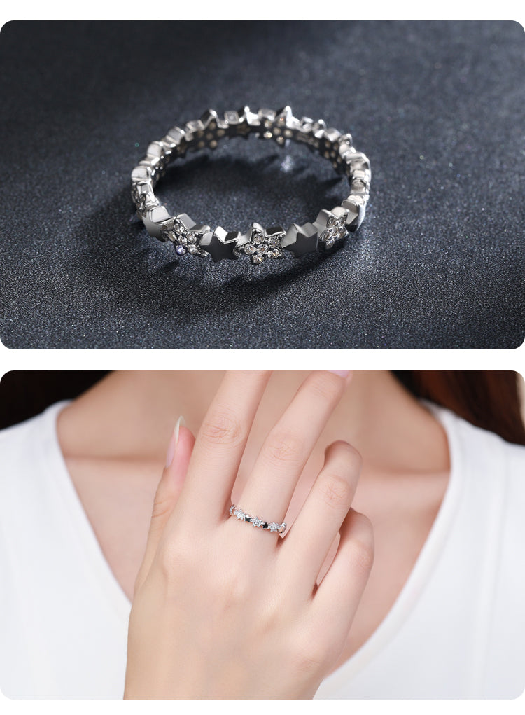 Ins Style Simple Style Star Sterling Silver Plating Inlay Zircon Rhodium Plated Rings