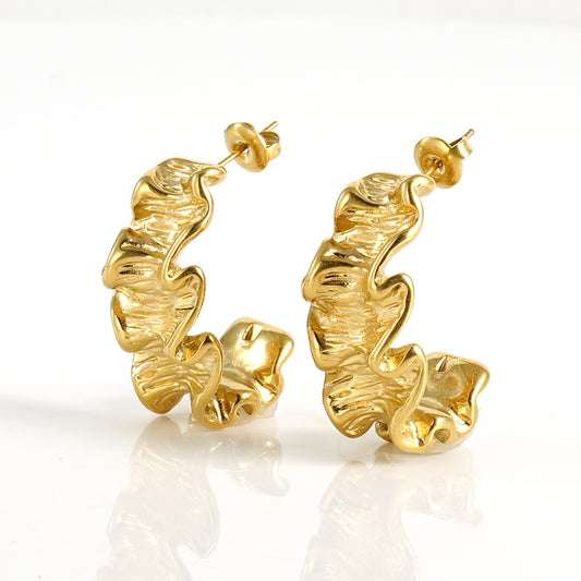 1 Pair Classical Simple Style C Shape Irregular Plating Stainless Steel 18k Gold Plated Ear Studs