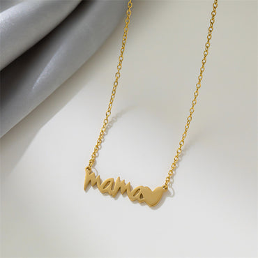 Lady Mama Letter Heart Shape Titanium Steel Plating Necklace