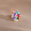 Retro Oval Alloy Resin Inlay Gravel Zircon Women's Rings