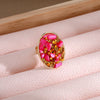 Retro Oval Alloy Resin Inlay Gravel Zircon Women's Rings