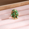 Retro Oval Alloy Resin Inlay Gravel Zircon Women's Rings