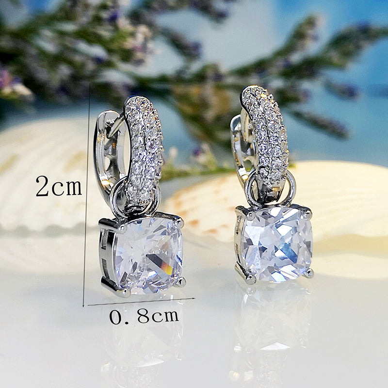 Shiny Square Metal Plating Inlay Zircon Gold Plated Silver Plated Women's Drop Earrings