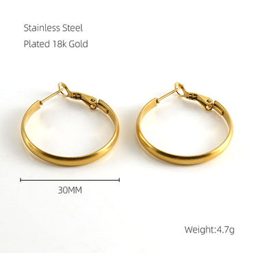 1 Pair Retro Simple Style Round Plating Stainless Steel 18k Gold Plated Hoop Earrings