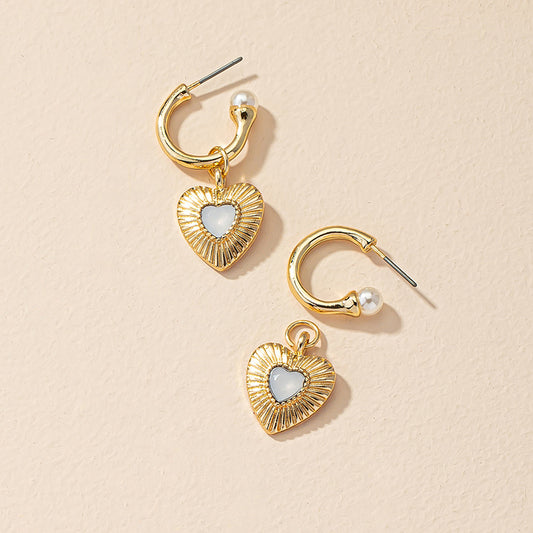 Artistic Heart Shape Alloy Inlay Pearl Women's Drop Earrings