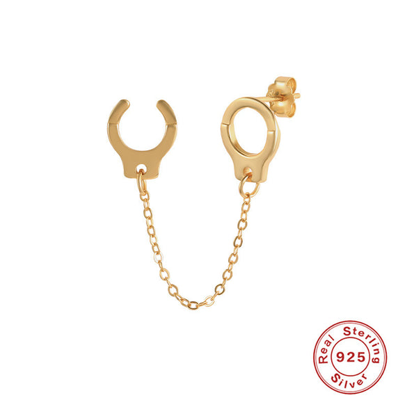 1 Piece Classic Style Geometric Star Sterling Silver Tassel Chain Inlay Artificial Gemstones Ear Studs