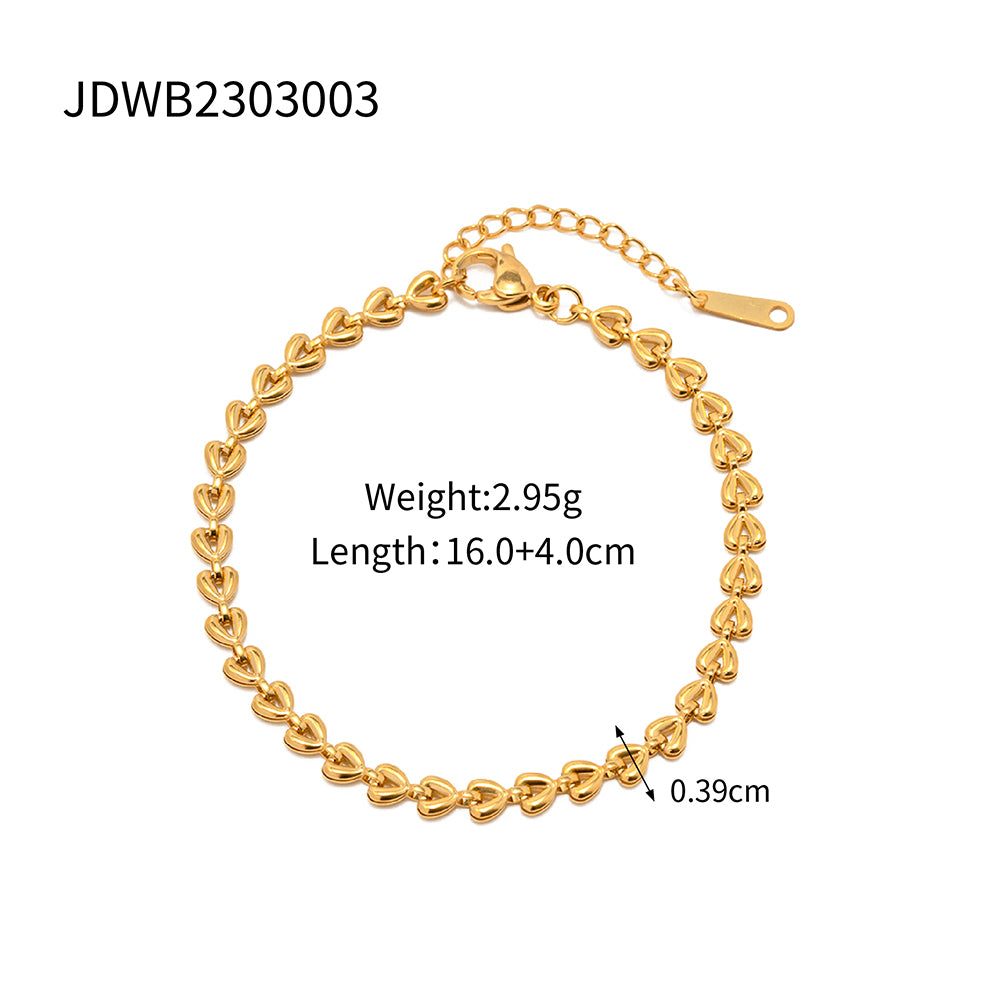 Ins Style Simple Style Heart Shape Stainless Steel Plating 18k Gold Plated Bracelets Necklace