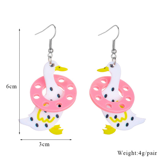 Cartoon Style Cute Duck Arylic Women's Drop Earrings