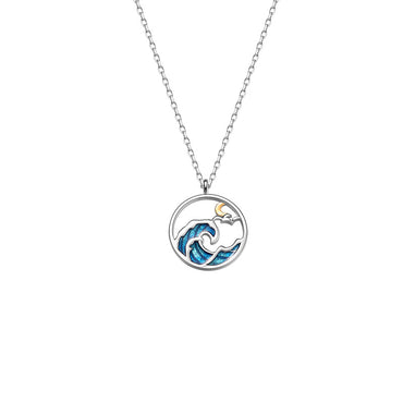 Simple Style Sea Wave Alloy Copper Hollow Out Couple Pendant Necklace