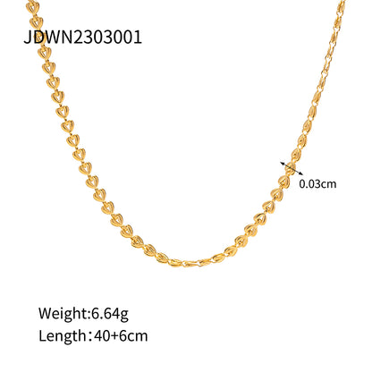 Ins Style Simple Style Heart Shape Stainless Steel Plating 18k Gold Plated Bracelets Necklace