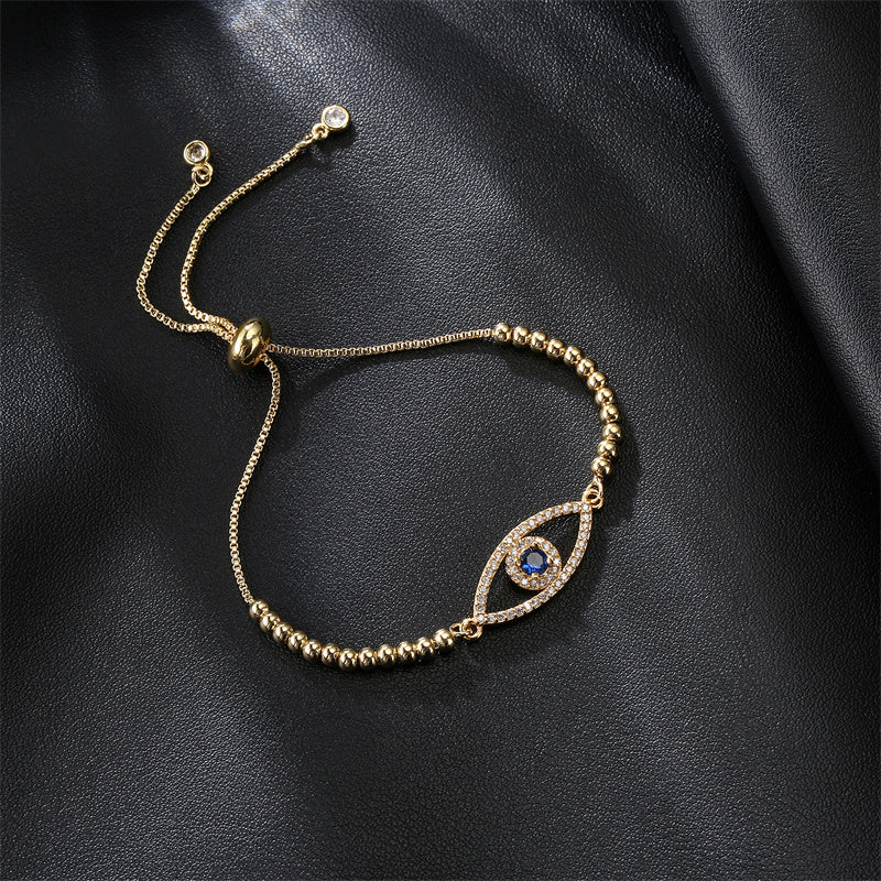 Luxurious Classic Style Commute Heart Shape Eye Copper Beaded Inlay Zircon Bracelets