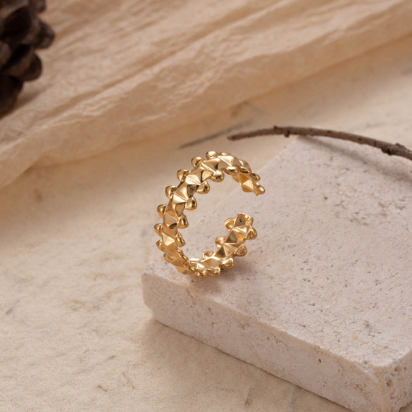 Casual Simple Style Heart Shape Solid Color Stainless Steel Plating Hollow Out 18k Gold Plated Open Ring