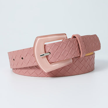 Basic Simple Style Solid Color Pu Leather Resin Patchwork Women's Leather Belts