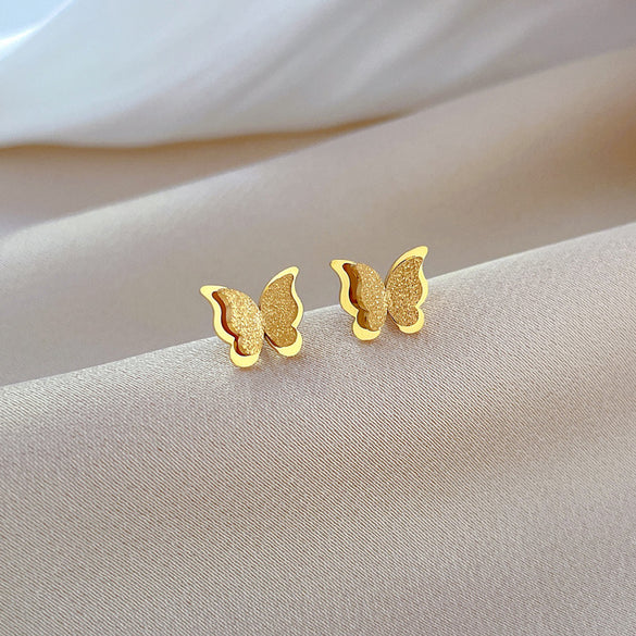 1 Pair Simple Style Butterfly Plating Titanium Steel Ear Studs