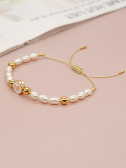 Elegant Cross Star Heart Shape Freshwater Pearl Brass Bracelets