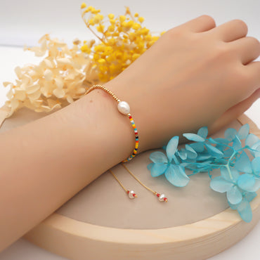 Casual Tropical Color Block Imitation Pearl Seed Bead Women's Bracelets