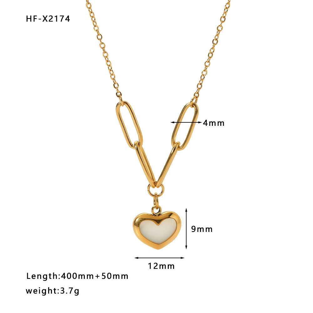 Streetwear Heart Shape Butterfly Stainless Steel Titanium Steel Plating Pendant Necklace