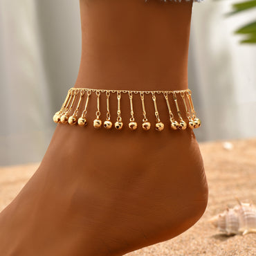 Wholesale Jewelry Retro Vacation Beach Bell Copper 18k Gold Plated Anklet