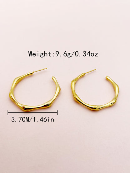 1 Pair Exaggerated Commute C Shape Lines Polishing Plating Stainless Steel Metal Gold Plated Ear Studs