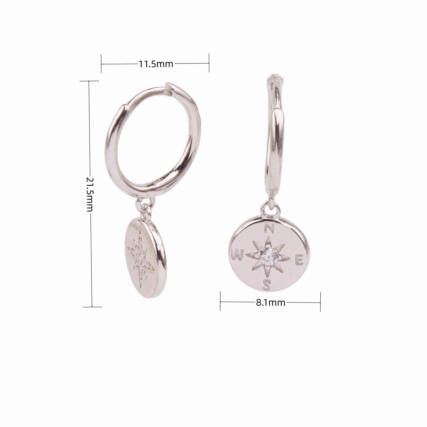 1 Pair Lady Simple Style Star Sterling Silver Plating Inlay Zircon White Gold Plated Gold Plated Drop Earrings