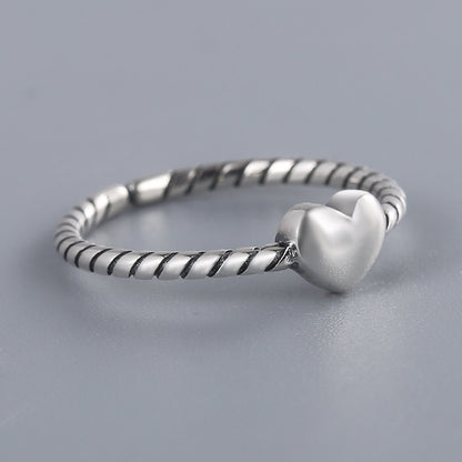 Wholesale Vintage Style Heart Shape Sterling Silver Open Ring