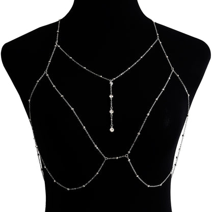 Wholesale Jewelry Simple Style Solid Color Metal Rhinestones Body Chain