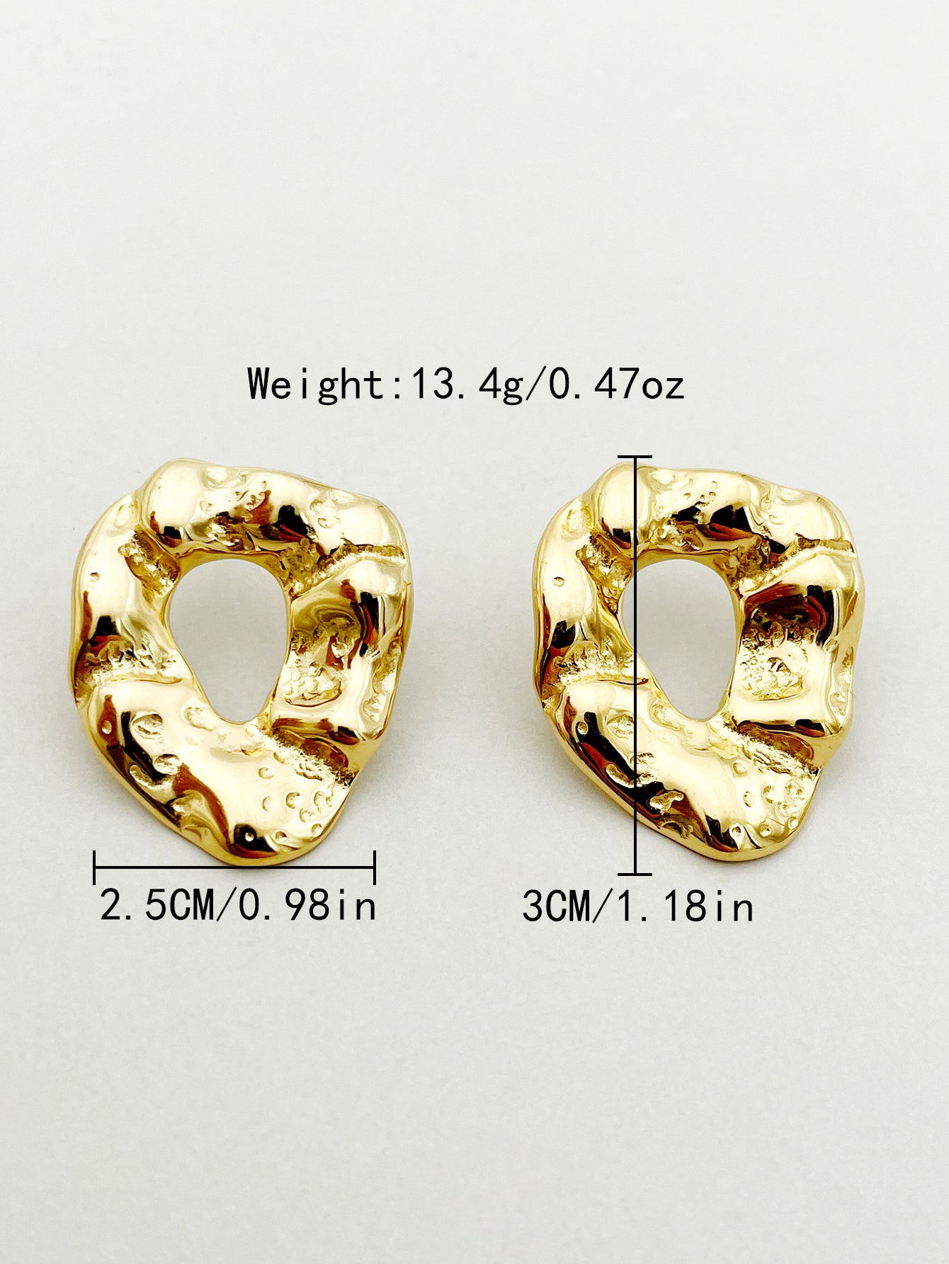 1 Pair Artistic Irregular Stainless Steel Metal Polishing Plating Hollow Out Gold Plated Ear Studs