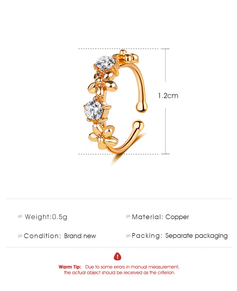 Fashion  New Ear Bone Clip Simple  Delicate Flower  Copper Single Ear Clip Nihaojewelry Wholesale