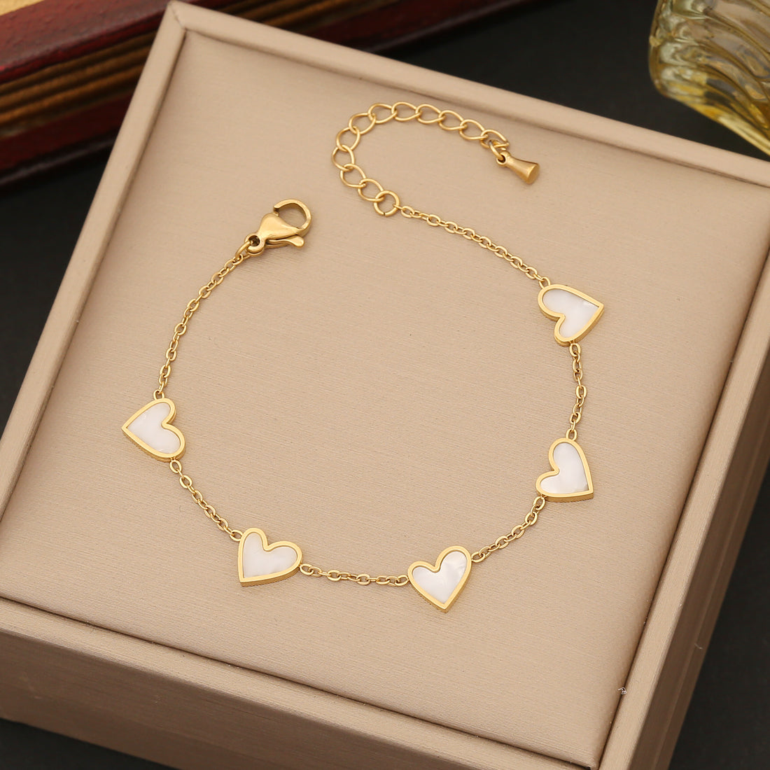 Wholesale Simple Style Heart Shape Stainless Steel Plating Gold Plated Bracelets Earrings Necklace