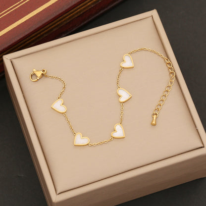 Wholesale Simple Style Heart Shape Stainless Steel Plating Gold Plated Bracelets Earrings Necklace