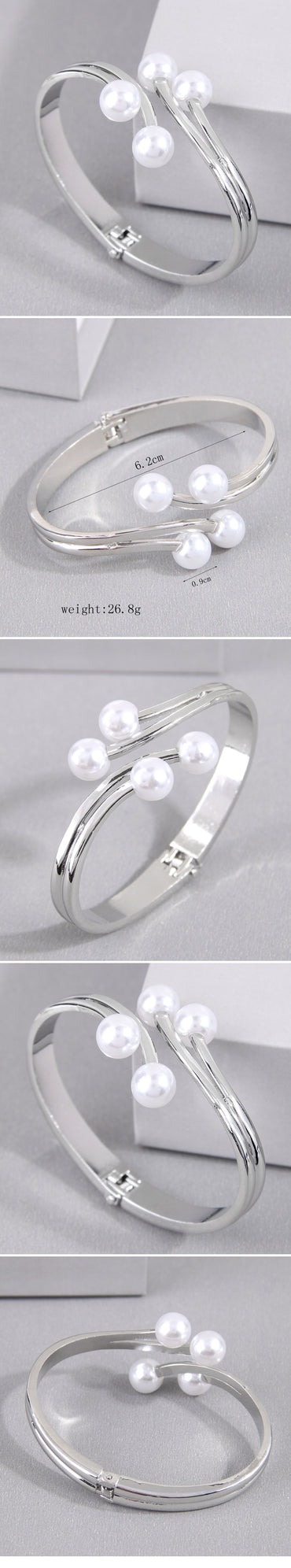 Simple Style Round Imitation Pearl Alloy Women's Bangle