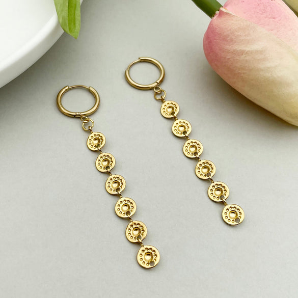 1 Pair Elegant Sweet Sun Polishing Enamel Plating Stainless Steel Gold Plated Drop Earrings