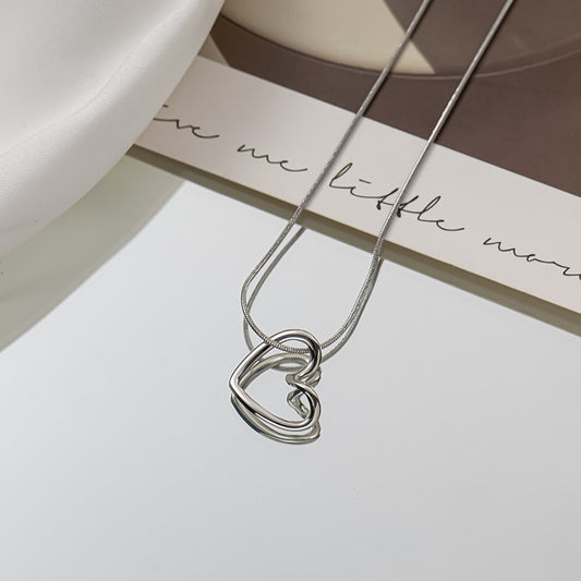 Retro Simple Style Heart Shape Titanium Steel Plating Necklace
