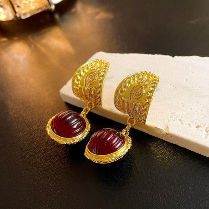 Retro Heart Shape Flower Alloy Plating Inlay Artificial Pearls Rhinestones Women's Drop Earrings