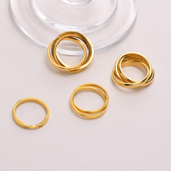 Ig Style Simple Style Solid Color Stainless Steel Plating 18k Gold Plated Rings