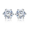 Shiny Geometric Sterling Silver Gra Inlay Moissanite Ear Studs
